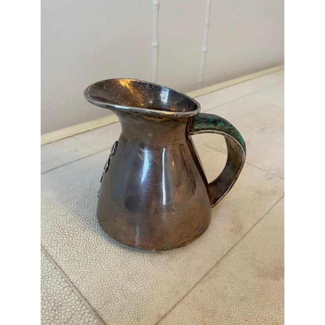 Metal Mid-Century Modern Mexican Los Castillo Silver and Malachite Pitcher / Jug For Sale - Image 7 of 10
