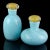 Beautiful vintage Murano hand blown Sommerso sky blue and gold flecks Italian art glass vanity / bathroom jars or bottles....
