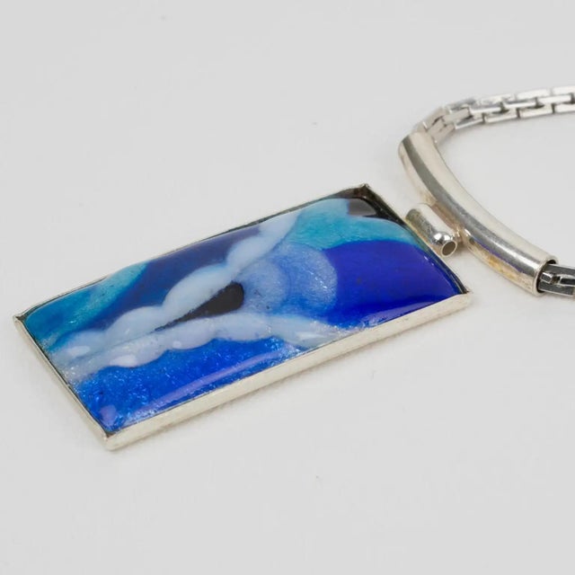 Camille Faure School Limoges France Necklace with Blue Enamel Pendant For Sale - Image 12 of 12