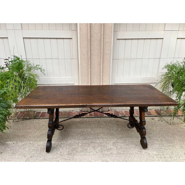 Antique French Oak Dining Table Spanish Catalan Console Kitchen Island c1910. Direct from France, a stunning antique...