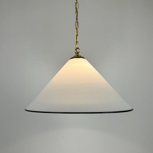 1980s Large Murano Glass Conical Pendant Light on Brass Chain, 1980s For Sale - Image 5 of 10