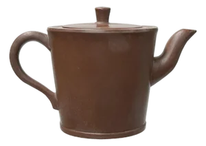 Vintage Brown Simple Cylindrical Plain Zisha Clay Teapot Art Display