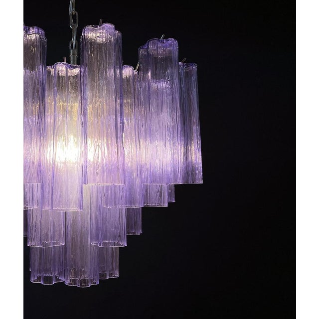 1990s Murano Glass Tube Chandelier with 36 Amethyst Glass Tube, 1990s For Sale - Image 5 of 11