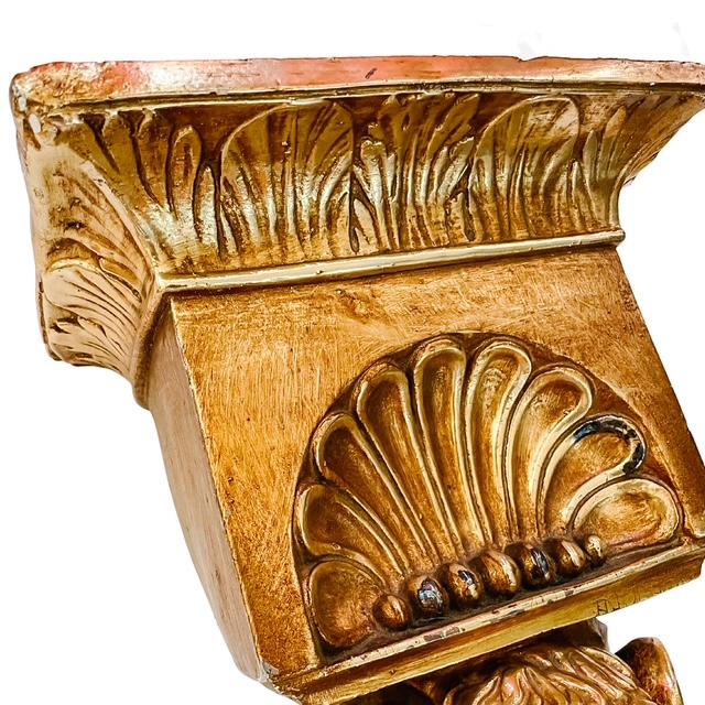 Gold Vintage Neoclassical Gold Gilt Ram Head Wall Bracket Shelf & Corbel Wall Pocket Planter For Sale - Image 8 of 10