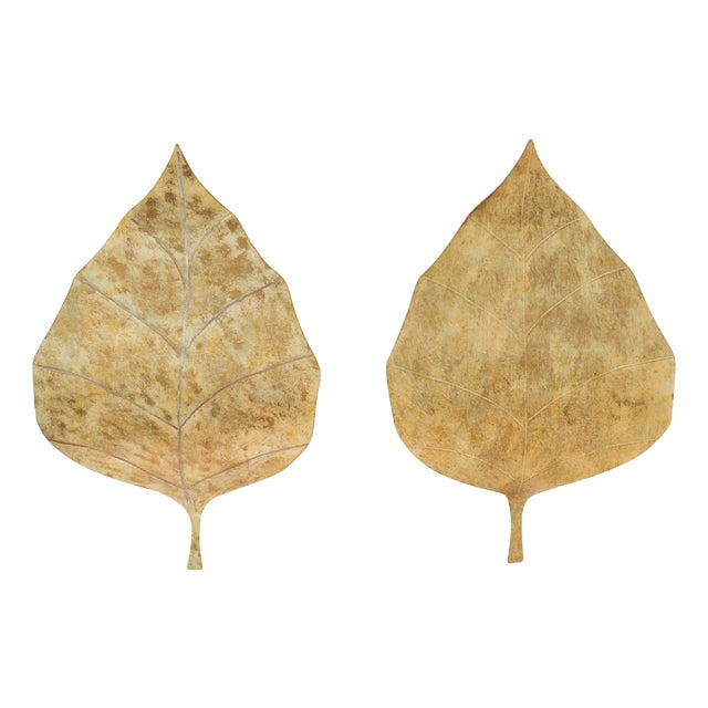 Vintage French Hand-Painted Gold Leaf Tôle Wall Sconces, 1970s, Set of 2 For Sale