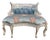 1970s French Louis XVI Blue Silver Beech Settee 1 Pc For Sale