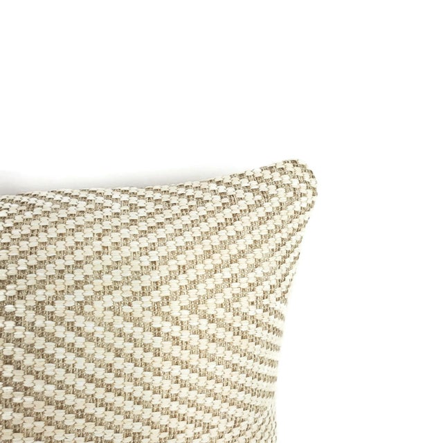 Abstract Kravet Bow Herringbone in Sand Lumbar Pillow Cover For Sale - Image 3 of 5
