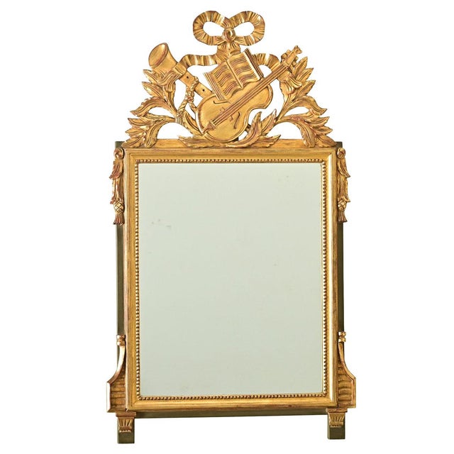 Gold French 19th Century Louis XVI Gilt & Painted Mirror For Sale - Image 8 of 8