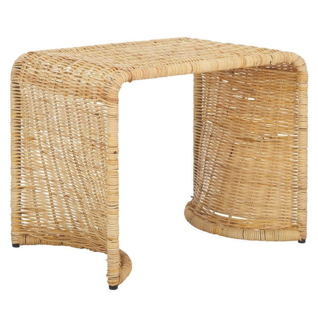 Zendy Wicker Rattan Waterfall Accent Table in Light Natural For Sale In Philadelphia - Image 6 of 8