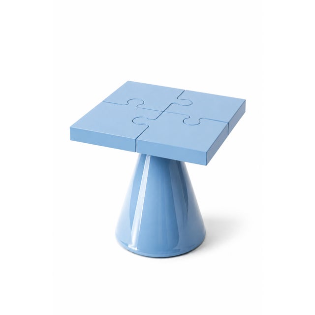 Popzlle Side Table in Blue Lacquer by Alexandre Ligios For Sale - Image 4 of 11