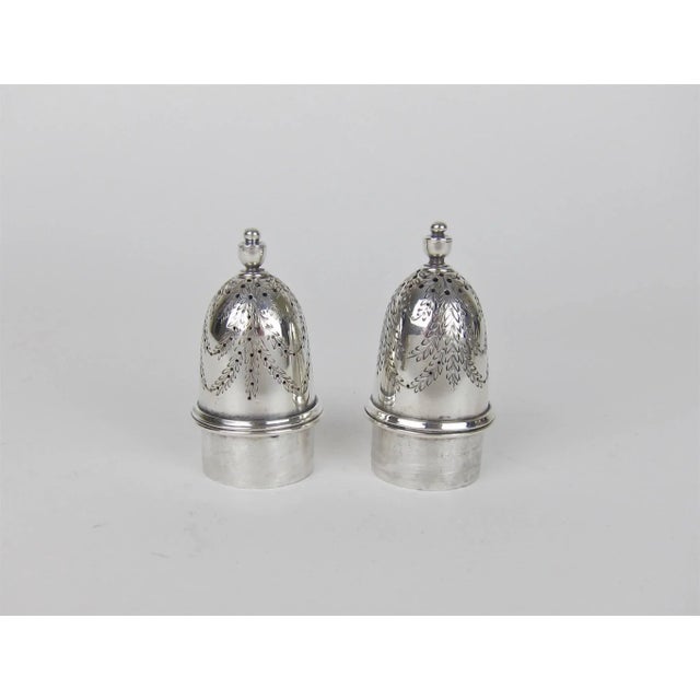 Silver American Neo-Classical Solid Silver Salt and Pepper Shaker Set by Marie Zimmermann For Sale - Image 8 of 11