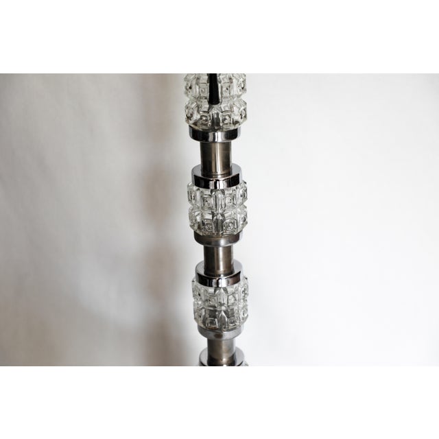 Metal Vintage Chrome and Glass Floor Lamp attributed to Richard Essig, 1970s For Sale - Image 7 of 11