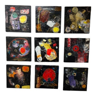 Ellen Reinkraut “Circle Series” Mixed Media Paintings on Board, Set of 9 For Sale