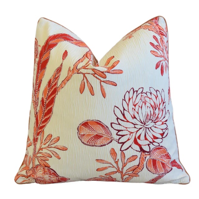 English French Lelievre Nautical Coastal Sea Life Feather/Down Pillow 21" Square For Sale - Image 3 of 7