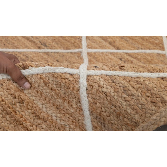 Modern Geometric Bohemian Jute Rug 3x8 Ft. For Sale - Image 10 of 12