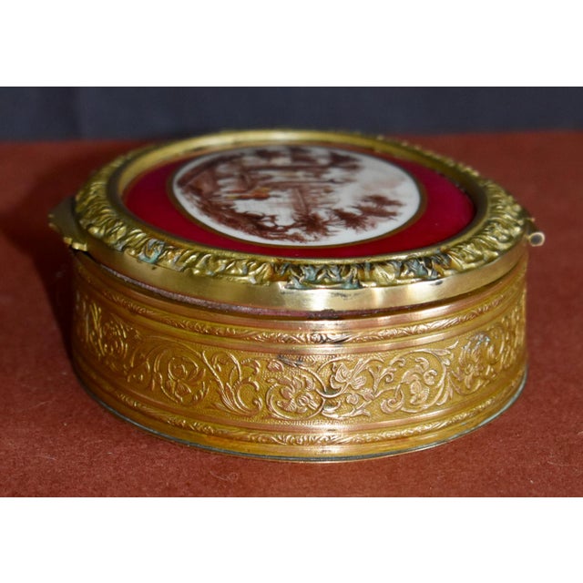 Antique Brass Jewelry Box French Classical Porcelain Vignette For Sale - Image 14 of 18