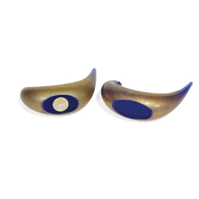 Mid-Century Modern Early 20th Century Dino Martens for Vetreria Aureliano Toso, Golden Dove a Pair, Murano, Italy For Sale - Image 3 of 7