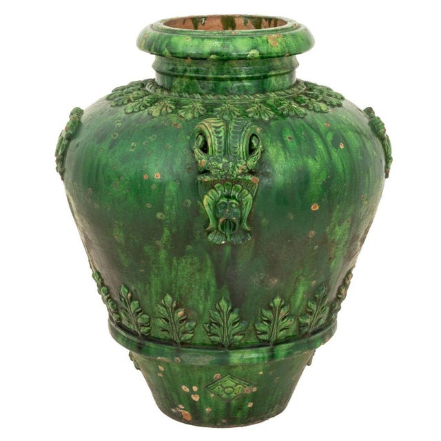 Italian Italian Green Glazed Terracotta Vase For Sale - Image 3 of 10