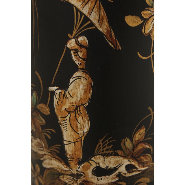 Black Lacquered Italian Chinoiserie Pedestal Stand For Sale - Image 11 of 15