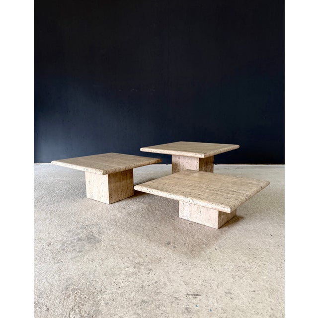Stone Italian Travertine Nesting Side Tables, 1970s, Set of 3 For Sale - Image 7 of 15