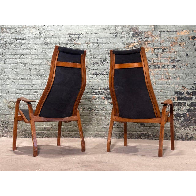 Brown Scandinavian Lamino Leather Lounge Chairs by Yngve Ekstrom, 1956 For Sale - Image 8 of 9
