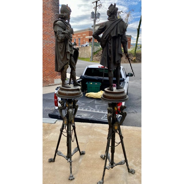 This is an amazing pair of detailed spelter medieval military figures on wonderful bases with dragon heads. The figures...