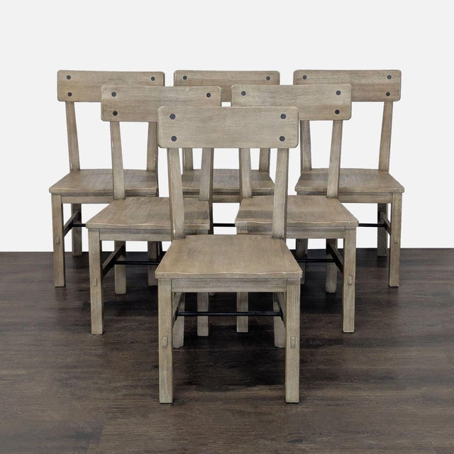 Wood Pottery Barn Benchwright 7-Piece Rustic Wood Dining Set With Chairs For Sale - Image 7 of 12
