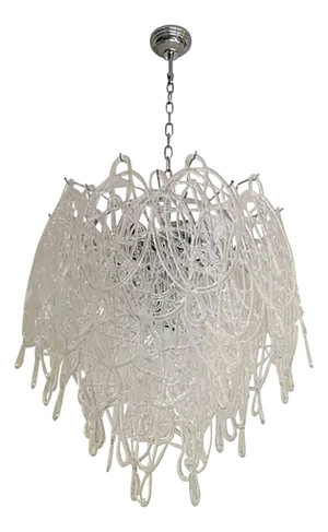 Modern Murano Glass Ragnatela Chandelier in Venini Style by Simoeng