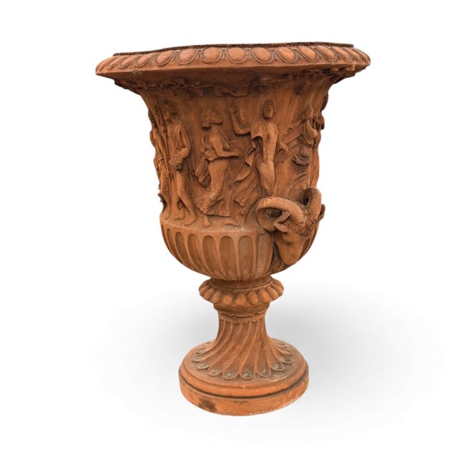 1990s Pair of Neoclassical-Style Terracotta Garden Urns For Sale - Image 4 of 8