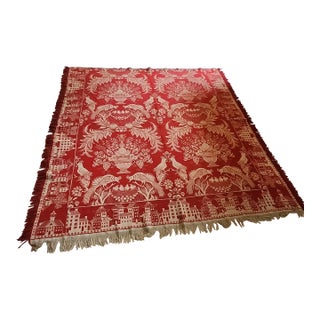Antique Jaquard Coverlet For Sale