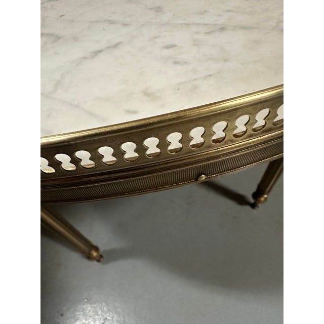 Metal French Marble and Brass Side Table For Sale - Image 7 of 11