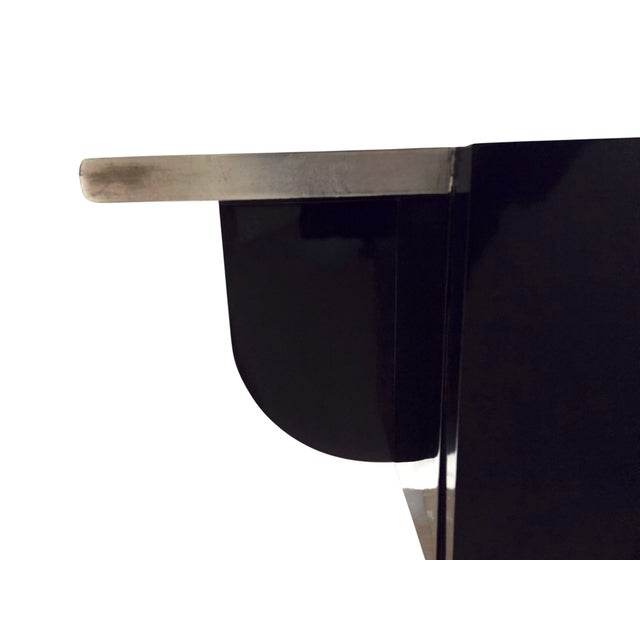 Early 20th Century French Art Deco Modernist Black Lacquer and Silver Metal Leaf Desk/ Writing Table / Vanity For Sale - Image 15 of 15