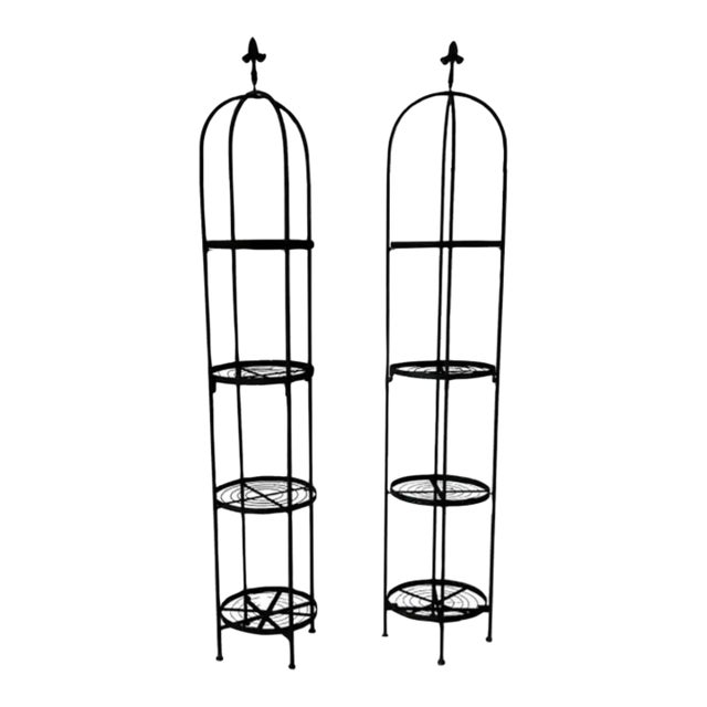 French Four-Tier Iron Plant Tower, a Pair For Sale