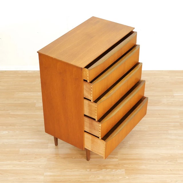 1960s Mid Century Tallboy Teak Dresser For Sale - Image 4 of 7