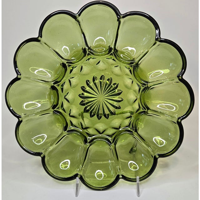 Mid 20th Century Mid Century Avocado Green Egg Platter For Sale - Image 5 of 9
