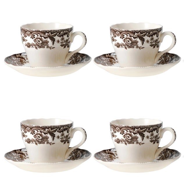 2020s Spode Delamere Teacup & Saucer 7 oz. - Set of 4 For Sale - Image 5 of 5