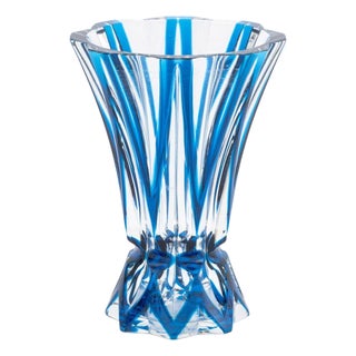 St. Louis Blue Cut Crystal Vase For Sale