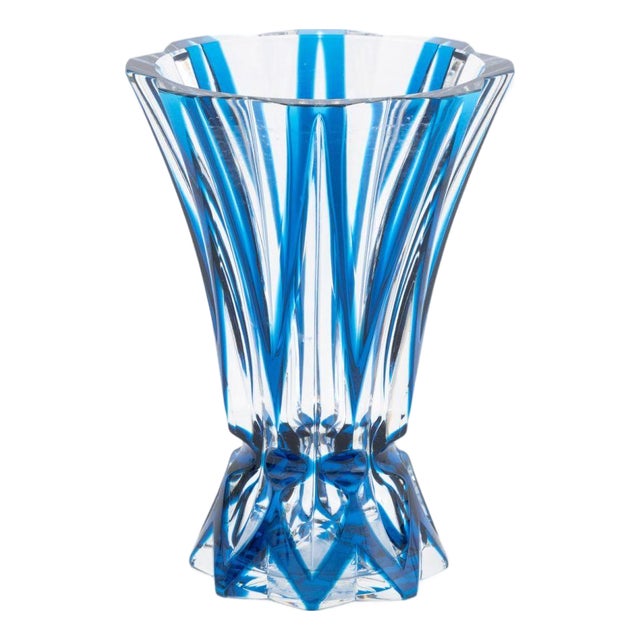 St. Louis Blue Cut Crystal Vase For Sale