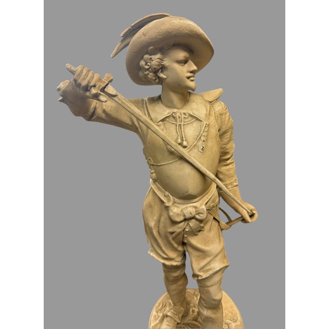 Pair of Antique Cast Metal Spelter Figural Statues Don Juan & Don Cesar For Sale - Image 6 of 12