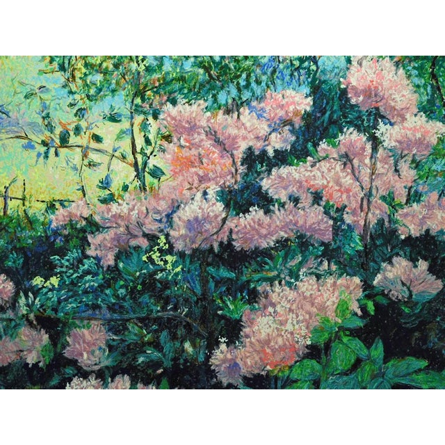 1990s H Claude Pissarro "Les Rhododendrons" Hand Signed Artwork, Garden Flowers For Sale - Image 5 of 8