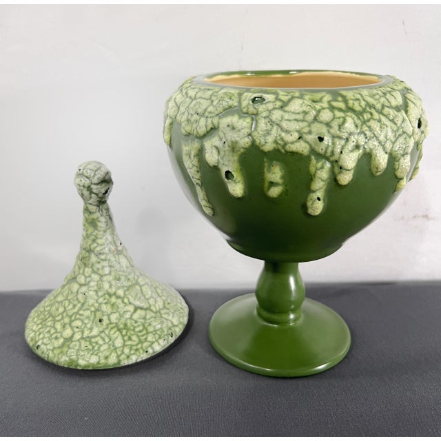 Mid 20th Century Vintage Volcanic Glaze Ceramic Studio Art Pottery Covered Urn Vessel For Sale - Image 5 of 8