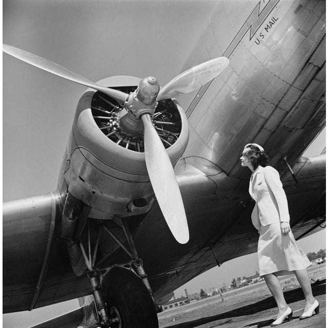 American Airlines School A trainee flight attendant from the American Airlines Stewardess College in Chicago, USA, 1939....