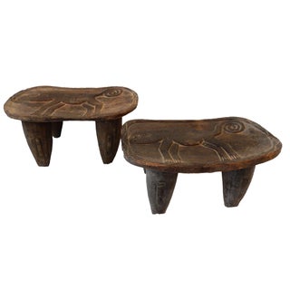 Senufo Low Chameleon Milk Stools - Pair For Sale
