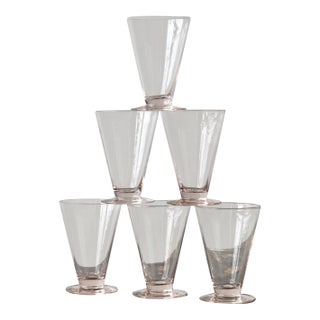 Vintage Soft Pink Conical Drink Glasses, Set of Six, Circa 1940s For Sale