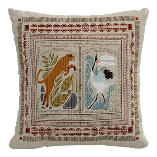 20" Pillow with Feather Insert in Fauna Taupe For Sale