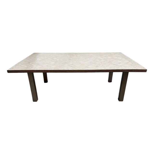Beige Omni Pattern Mosaic Outdoor Coffee Table For Sale