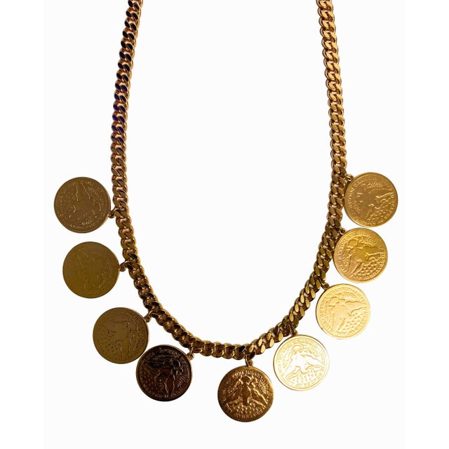 Contemporary American Usa Vintage Dollar Coin Rose Gold Vermeil Sterling Silver Curb Link Cha For Sale - Image 3 of 10