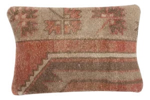 13"x20" Vintage Wool Cushion Cover. Handknotted Rug Pillow. Turkish Throw Pillow