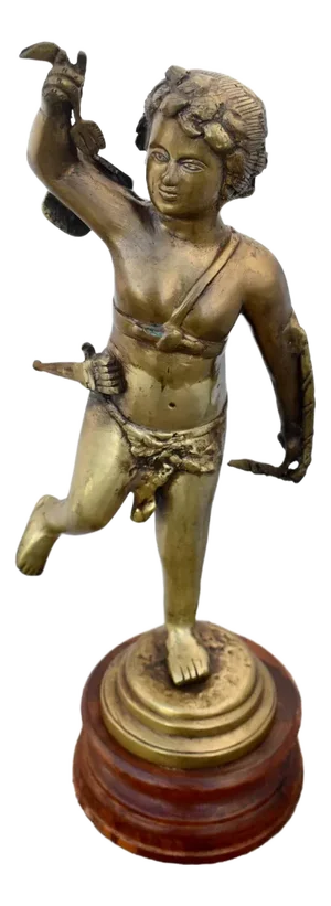 Antique French Style Bronze Cupid Figure on Wood Base