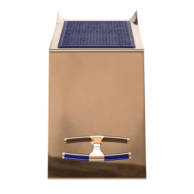 Not Yet Made - Made To Order "Alphacute" Bar Stool With Bronze and Woven Leather, Hand Crafted For Sale - Image 5 of 8